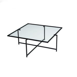 Hanah Home Sun S409 Mesa de Centro de Cristal Templado Negro